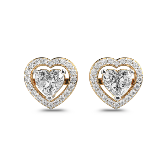 Diamond Heart And Halo Studs - Image 1