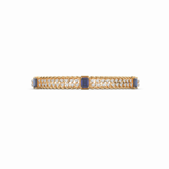 Diamond Kankan Bangle with Blue Stones - Image 1