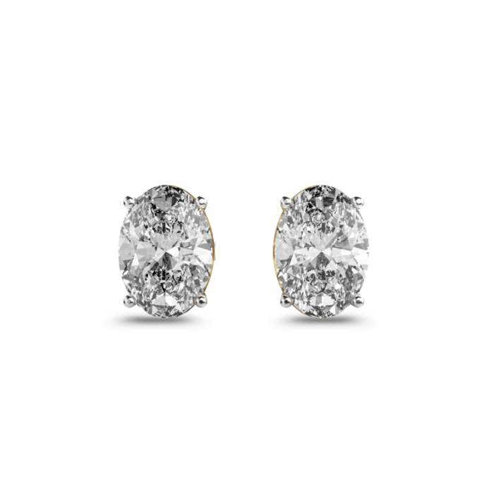 Refined Oval Solitaire Diamond Studs - Image 1