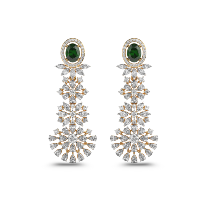 26 Anum Cara Green Stone Diamond Earrings - Image 1