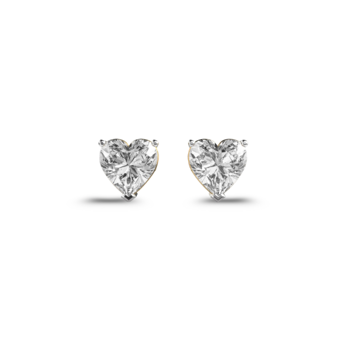 Cœur dans Heart Solitaire Diamond Studs - Image 1