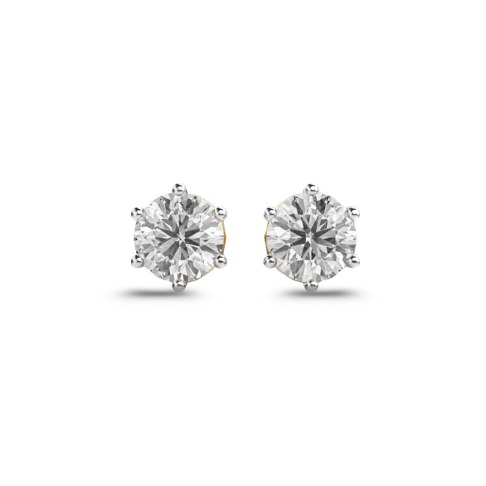 Classic Elegance Round Diamond Solitaire Studs - Image 1