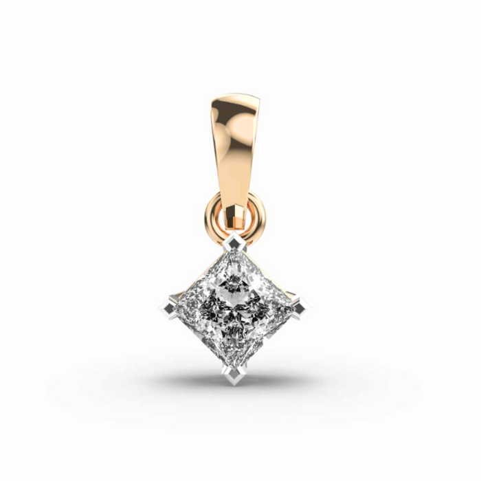 Dainty Dancing Princess Cut Solitaire Pendant without Chain Dainty Dancing Princess Cut Solitaire Pendant without Chain - Image 1