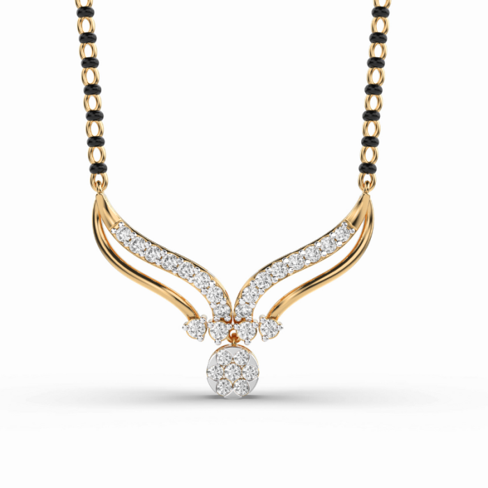 Diamond Mangalsutra Pendant With Chain.7 Diamond Mangalsutra Pendant With Chain - Image 1