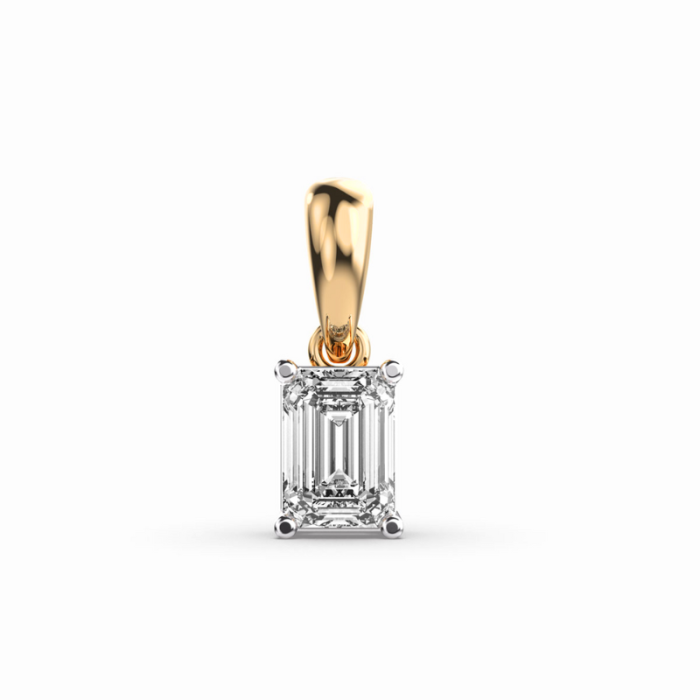 Emerald Cut Solitaire Pendant Without Chain - Image 1