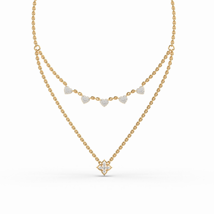 Heart Duo Layer Diamond Necklace - Image 1